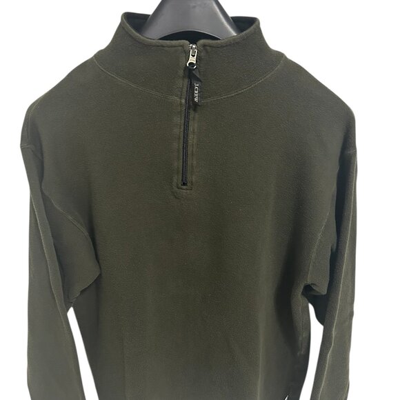 J. Crew 1/4 Zip Mens Large Rugby Polo Sweater Mock Neck Green - Picture 1 of 6